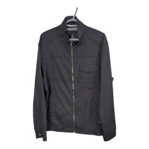 Prana Zion Jacket - Lightweight Plaid Contrast Full Zip Muted Black Size XL